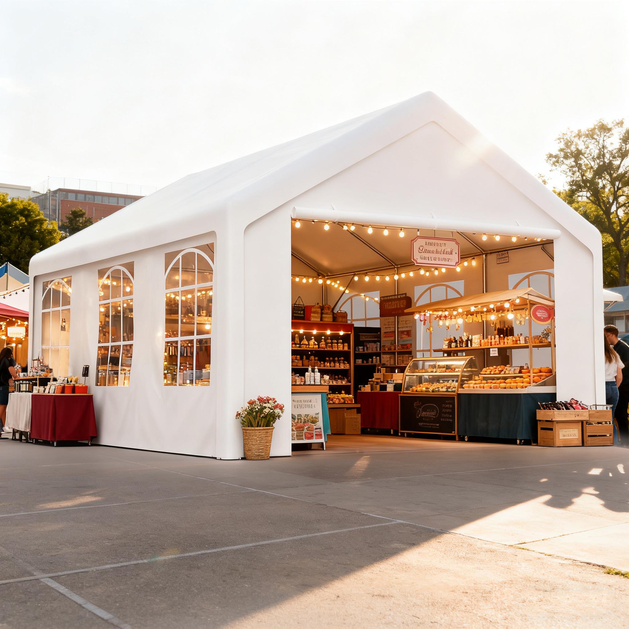 GIHAUVIA Partyzelt 4x5m Festzelt Garten Pavillon Wasserdicht UV Schutz Weiß Festzelt Gartenzelt