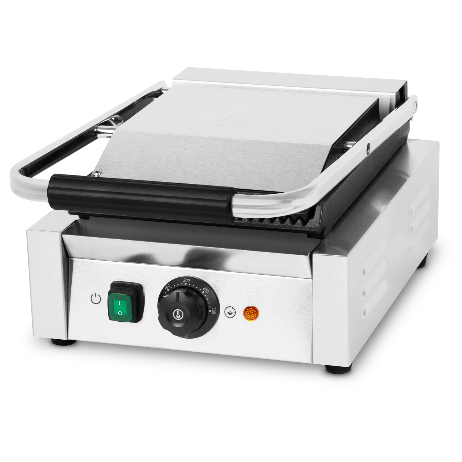 Kontaktný gril VERTES, liatinová grilovacia doska, 1800 W gastro multigril na chlieb, mäso, zeleninu, sendviče, nerezový kryt, nastaviteľný