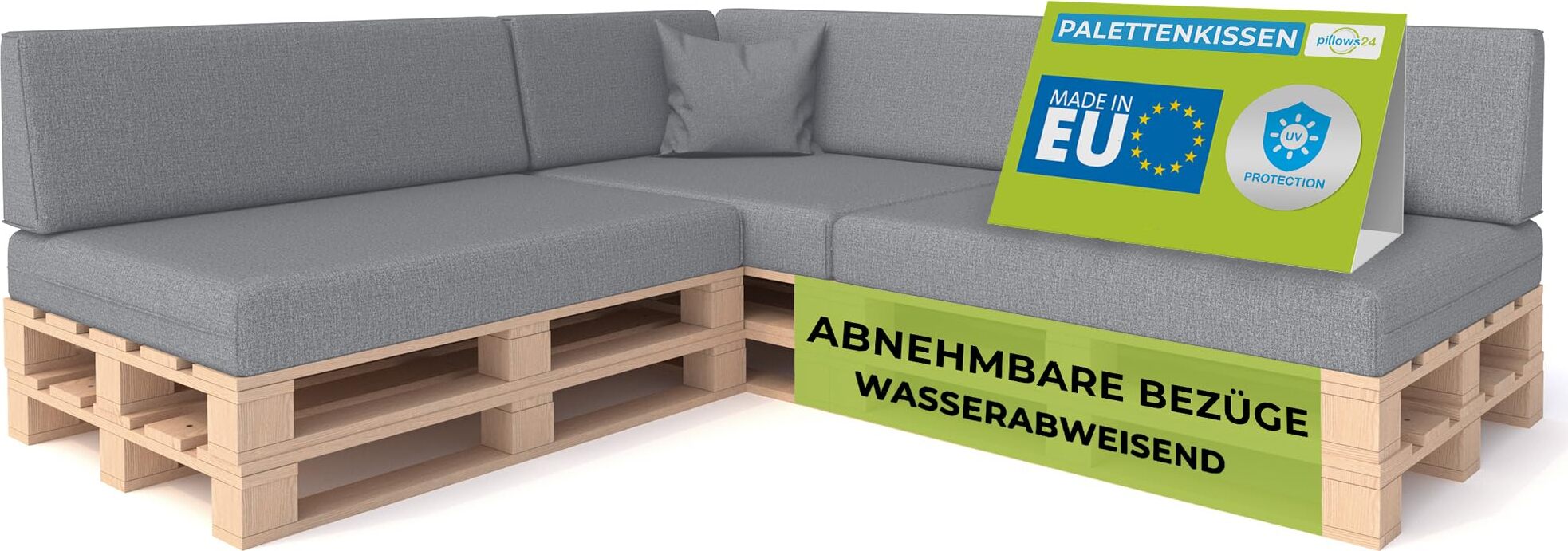 Palettenkissen 8er Set 120x80 Grau