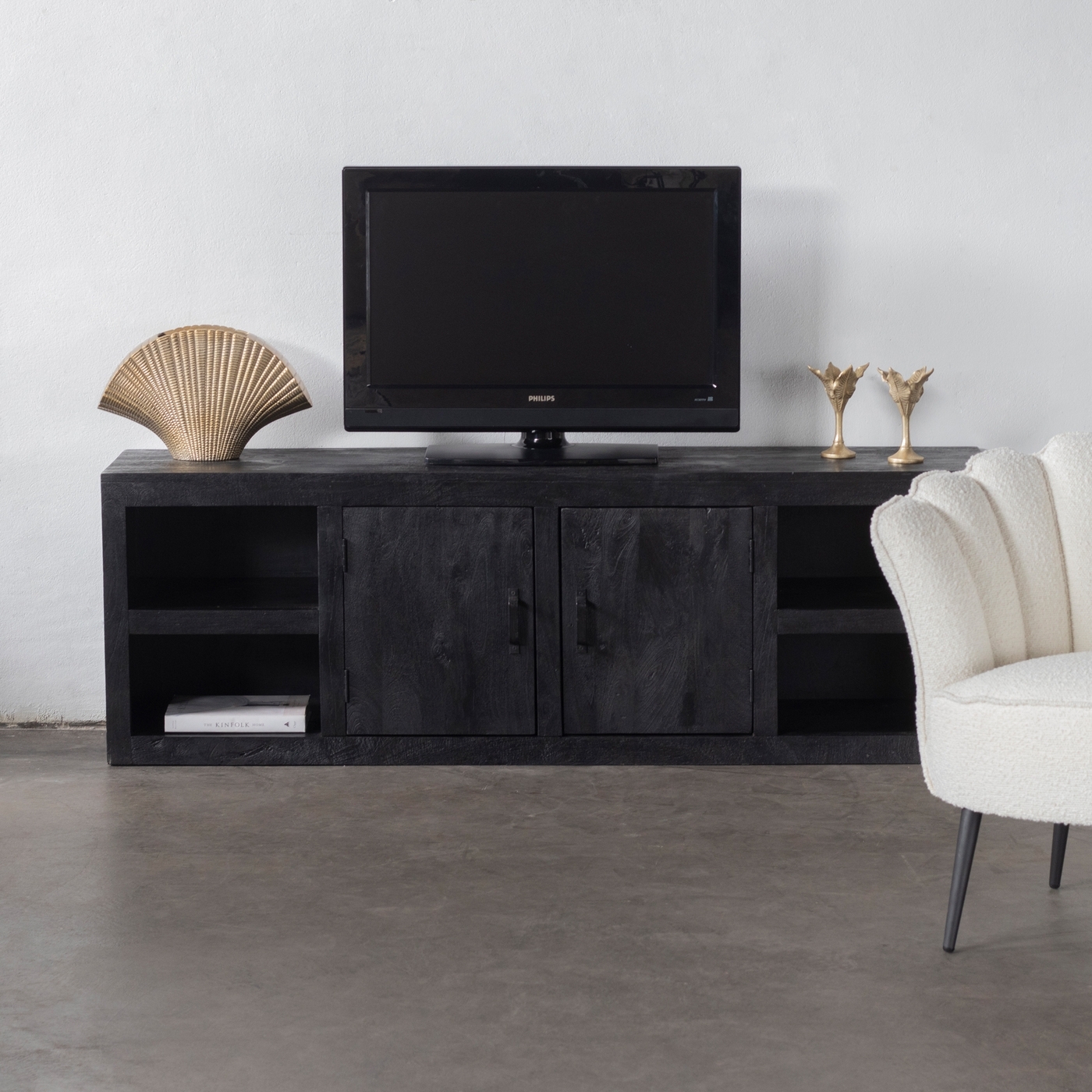 TV-Möbel Schwarz - 200 cm - Mangoholz - TV-Möbel Xander - Giga Meubel