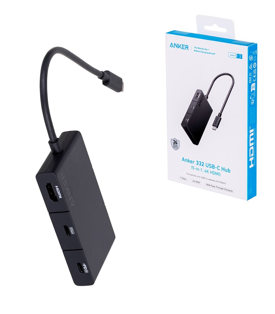 Anker 322 USB-C rozbočovač (5 v 1) čierny