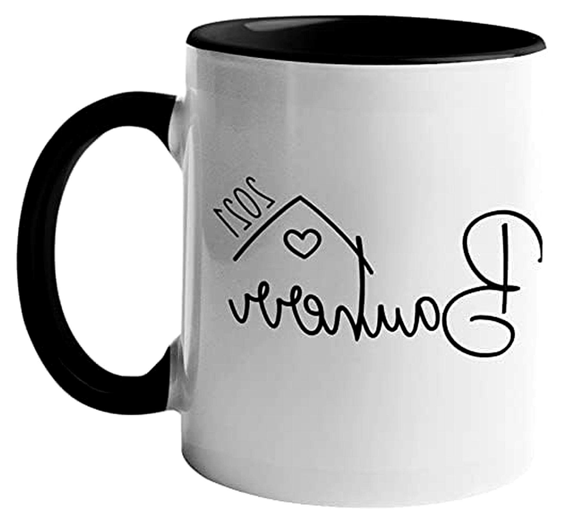 Markenlos Personalisierte Keramiktasse | für den Hausbau mit Jahreszahl | Bauherr 1 | Tasse als Blickfang auf der Baustelle | Geschenk zum Richtfest | Henkel und Innen schwarz