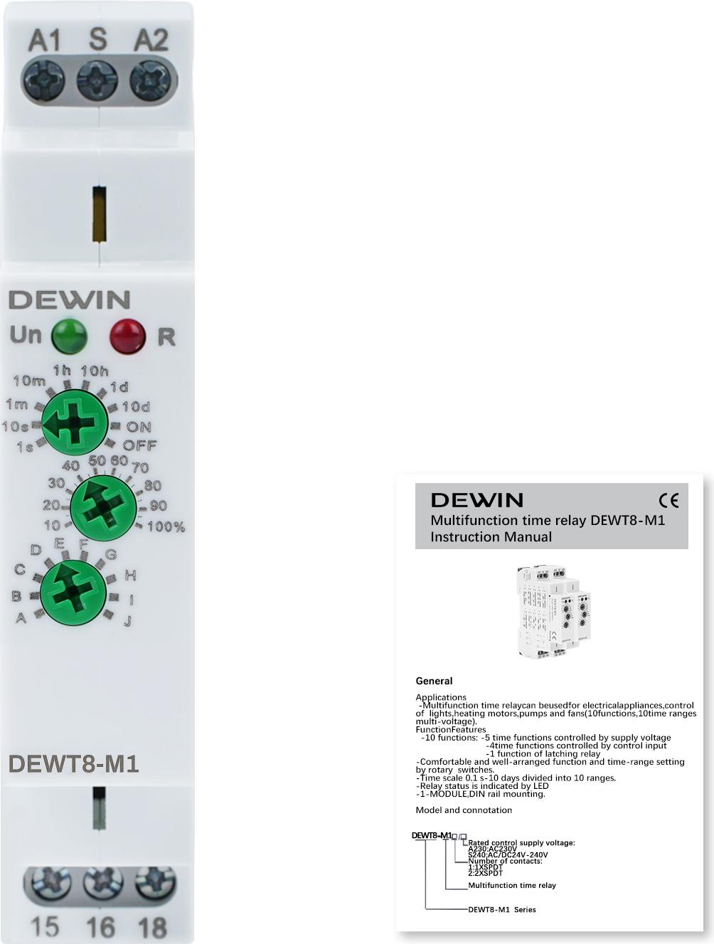 TWO TREES Time Relay, Multifunktionales Zeitrelais, Verzögerungszeitrelais, DIN-Schienen-Zeitrelais, Timer Relais