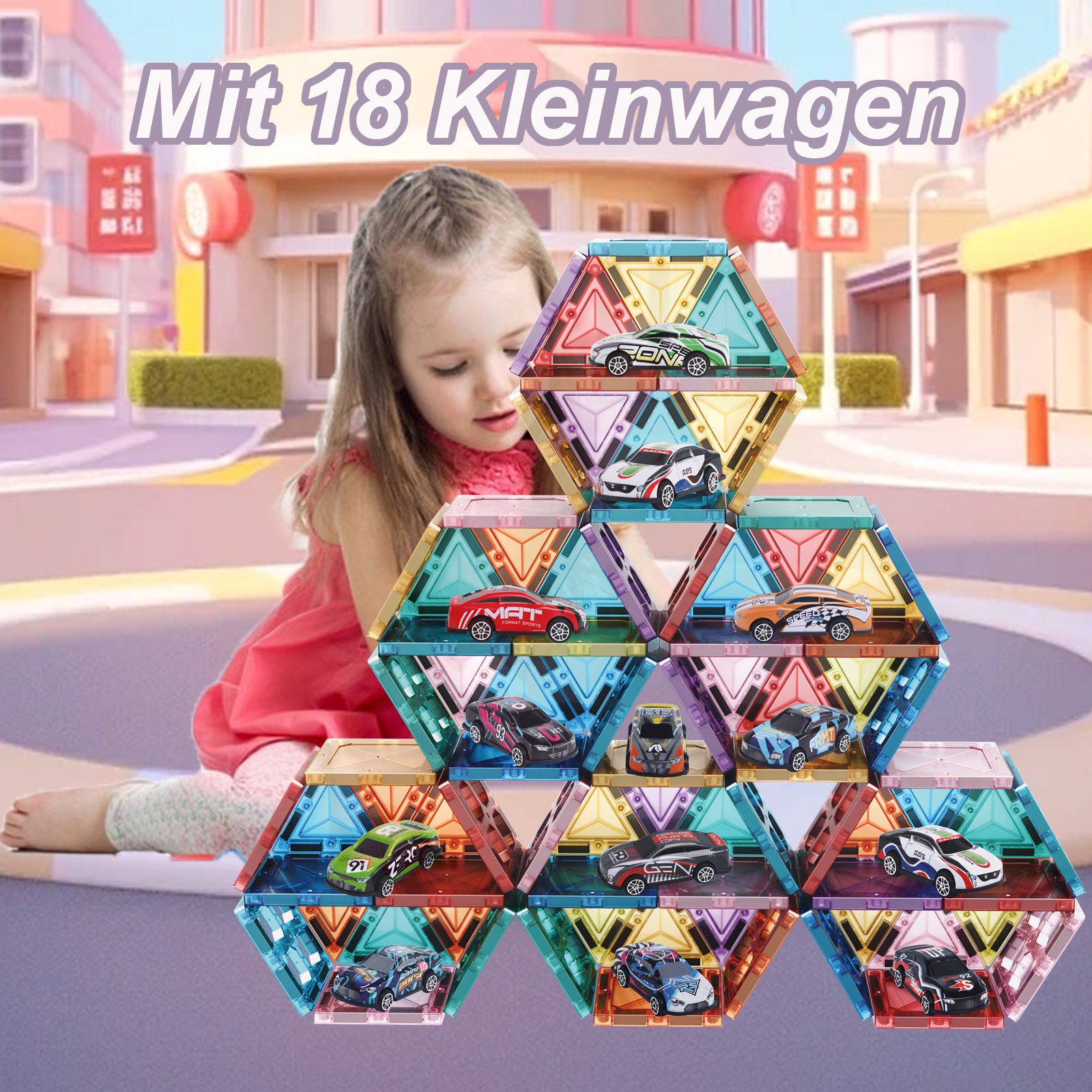ESUN Magnetische Bausteine, 108 Teile Starker Magnet Spielzeug Kinder, Farbenfrohe Magnetbausteine für Kinder ab 3 Jahre