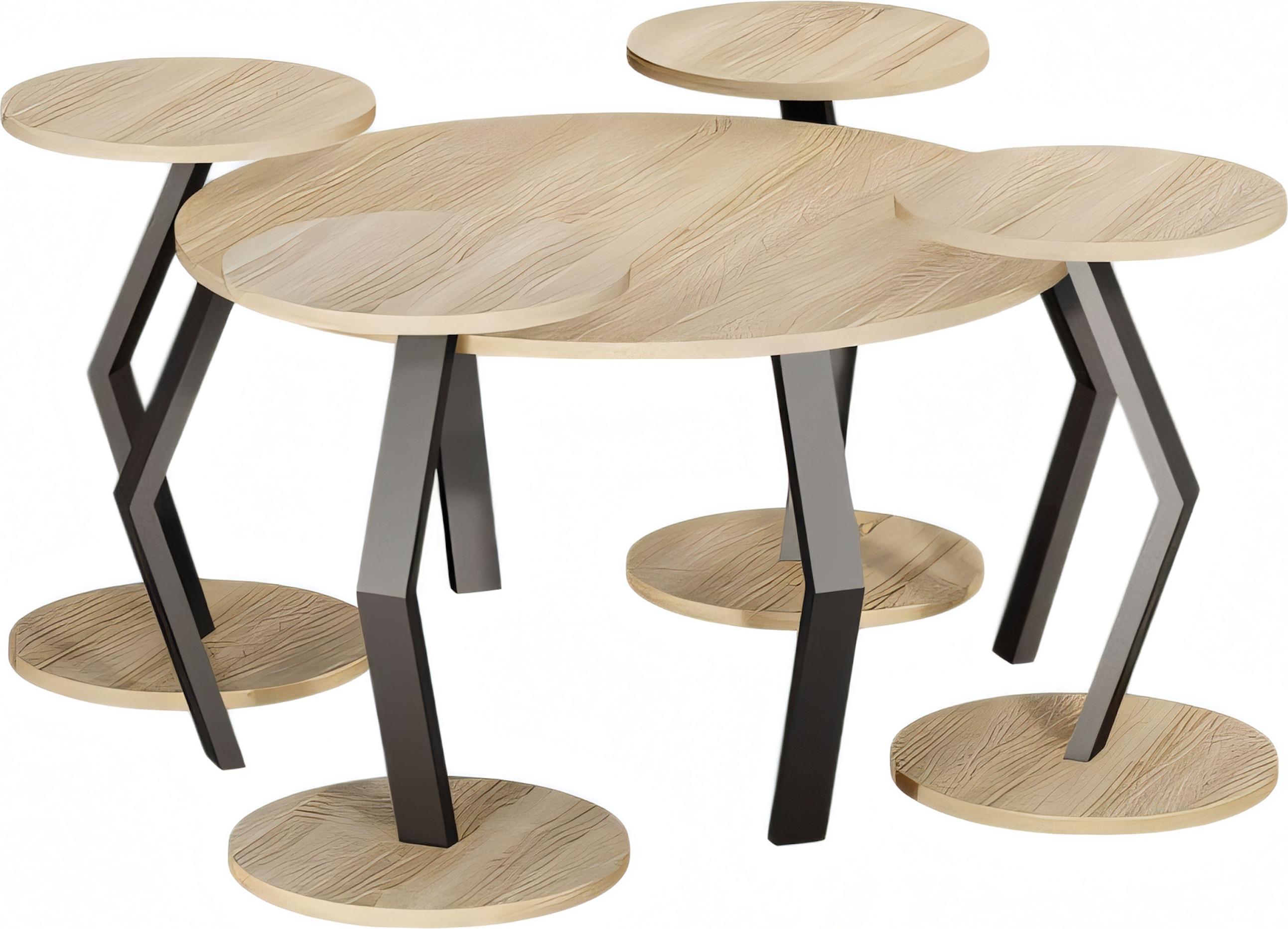 AEA Eleganter brauner Holz-Couchtisch mit Beistelltischen im modernen Stil