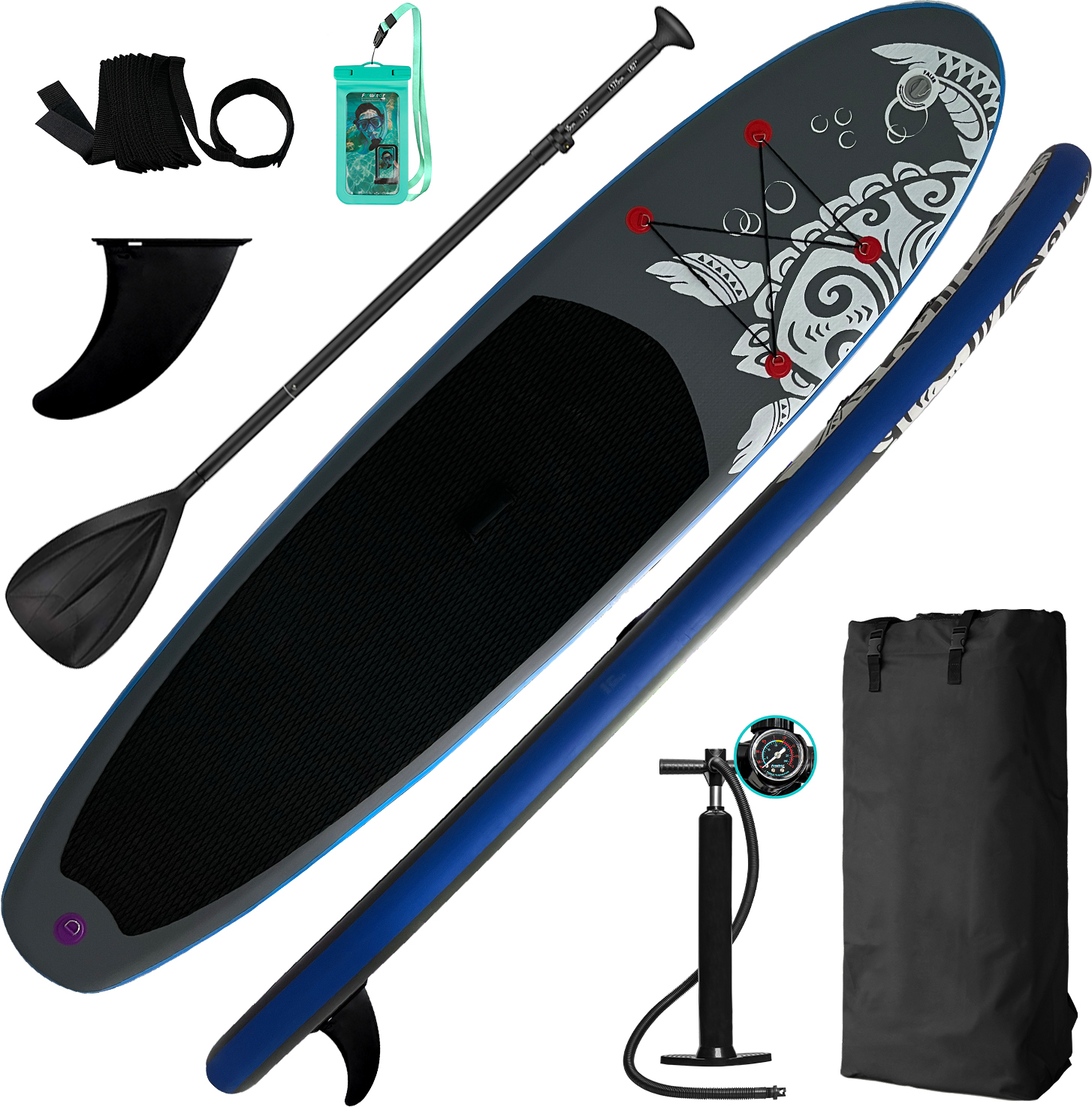 Funwater - nafukovacia doska na pádlovanie v stoji, 335 x 81 x 15 cm, Surfboard, SUP, Paddleboard, sada na pádlovanie v stoji, ručná pumpa, čierna