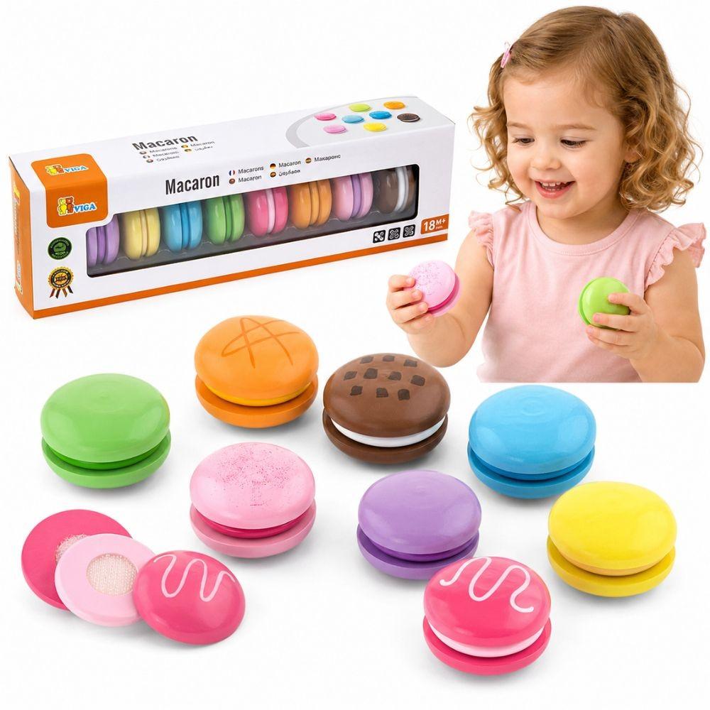 vigatoys Viga Holzkekse Bunte Kekse Makronen-Set 8-tlg 50807