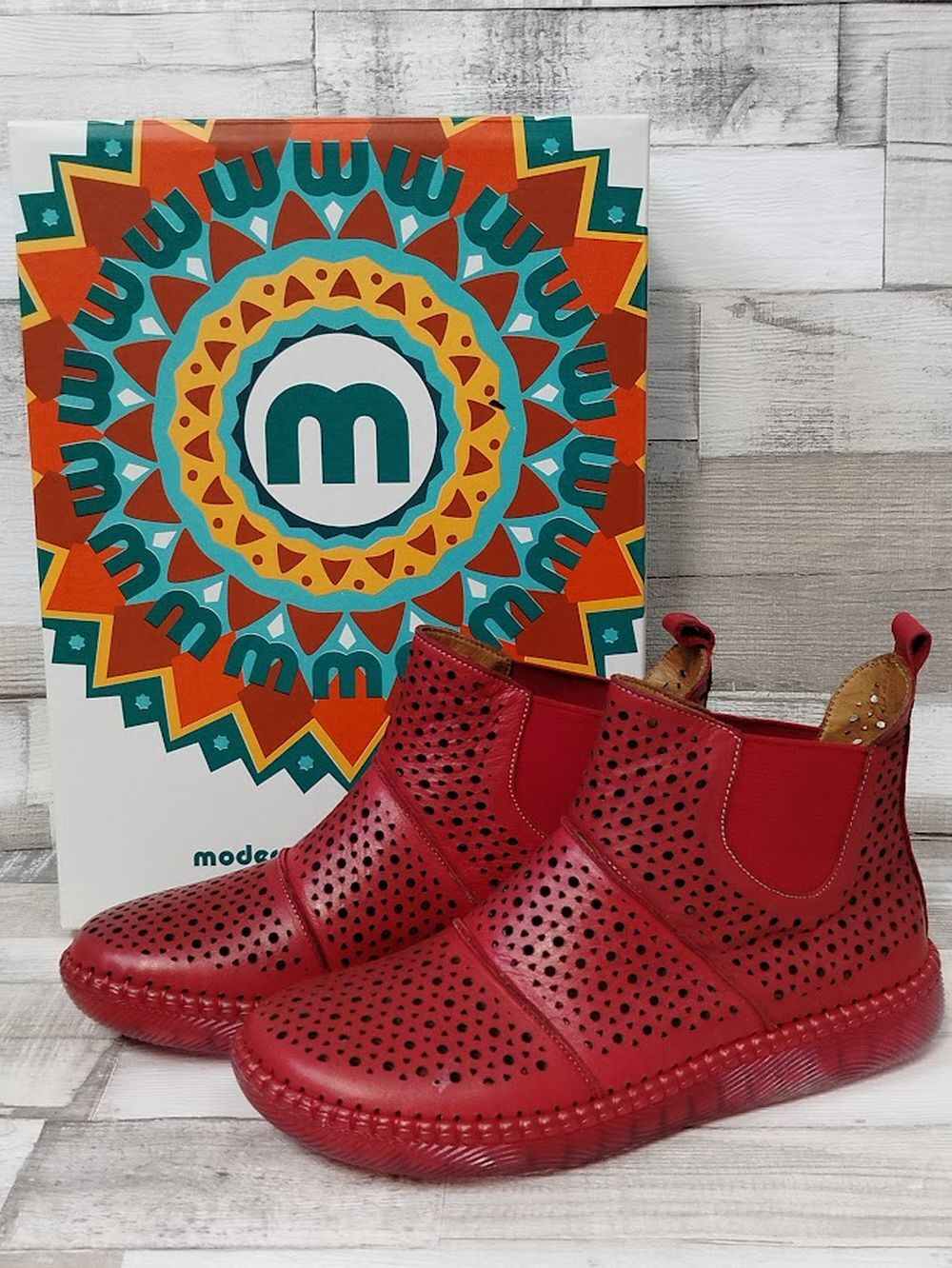 Manitu Damen Sommer Boots rot mit Lochmuster 38 4 990288-04 rot