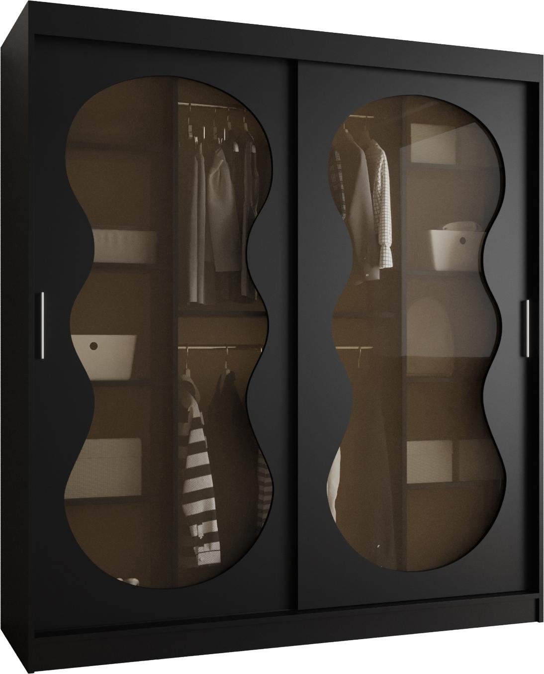 MEBLE KRYSPOL Kleiderschrank mit Glas 180 x 200 x 62 cm BAHRAJN 3, Schwarz BAHRAJN 3 180 CZ
