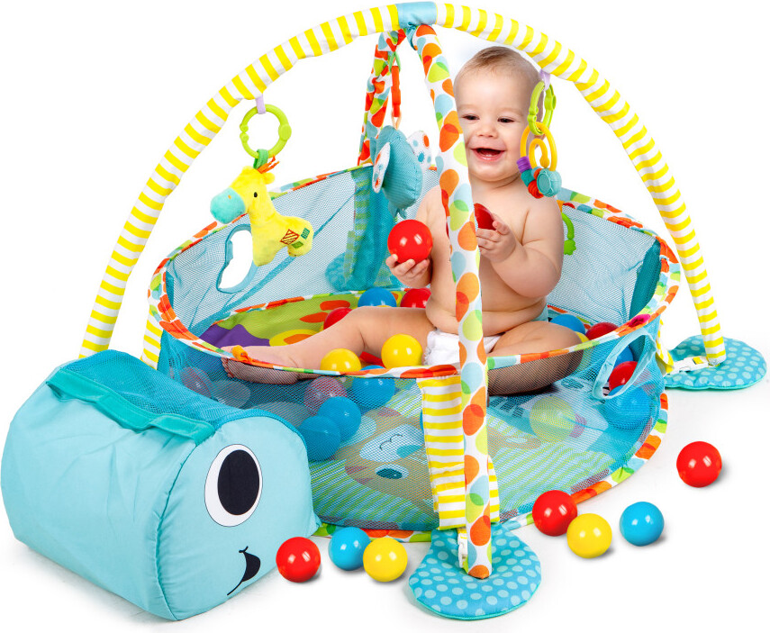 ECOTOYS Spieldecke mit Laufstall Schildkröte - blau MU88968