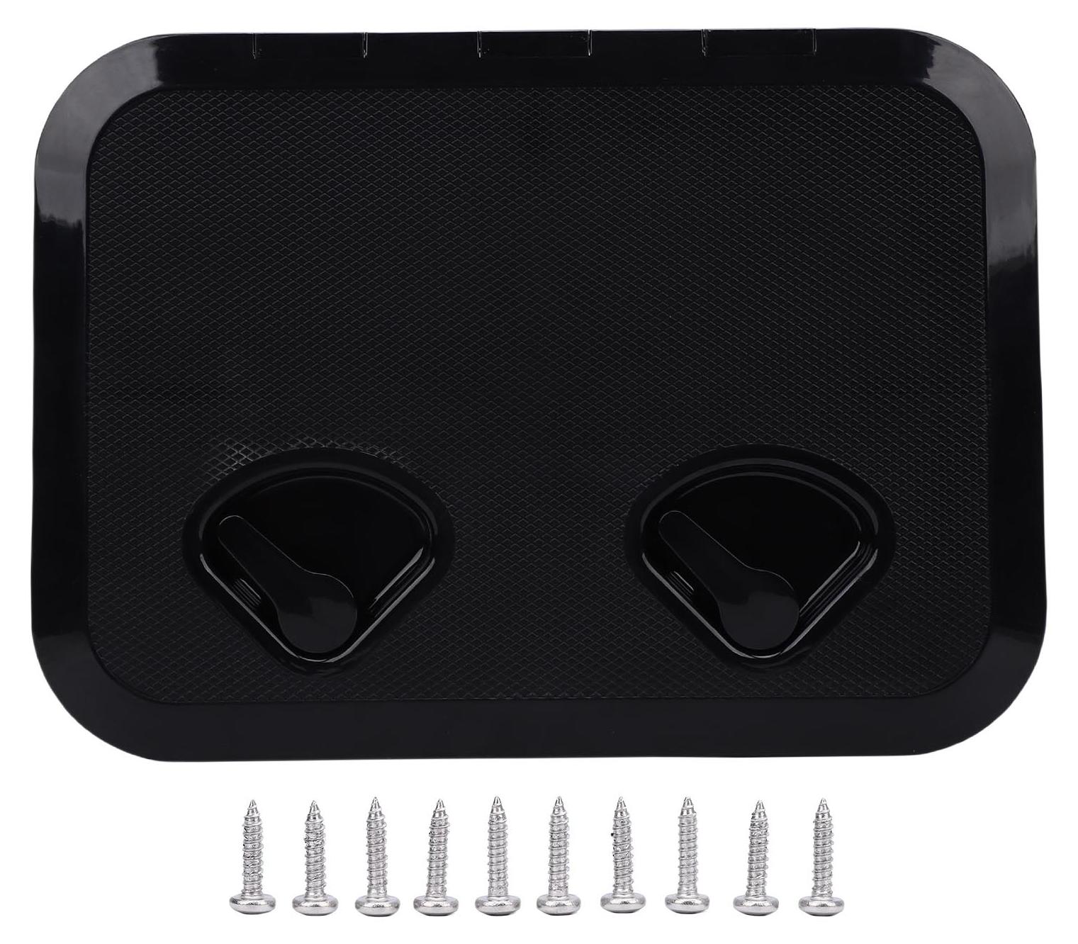 TWO TREES Bootsdeck-Zugangsluke 17,3 x 12,4 Zoll, 180¡ã öffnungswinkel, robuste, rutschfeste, rechteckige Bootsdeck-Lukendeckel, schwarz