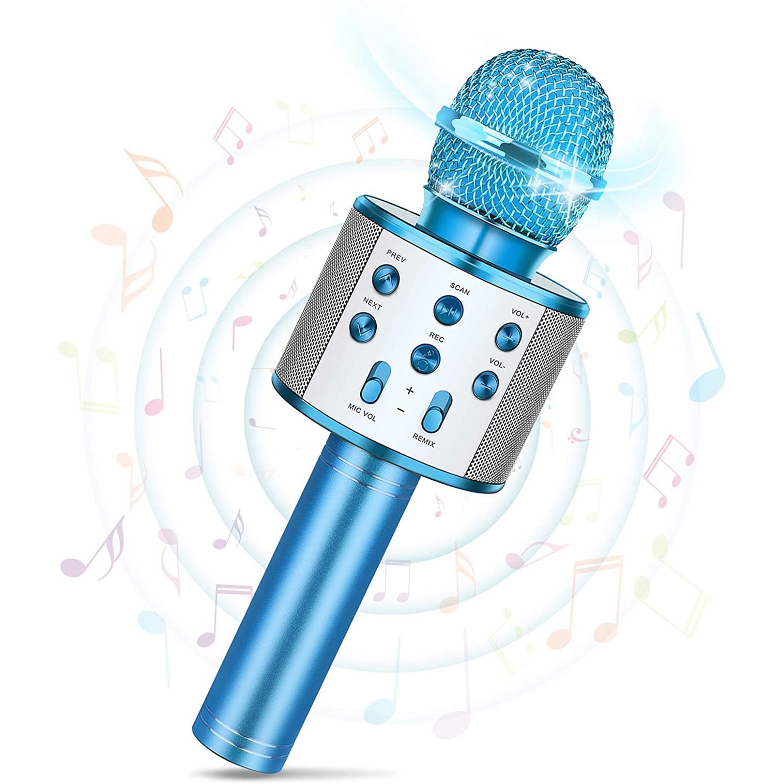 Android/IOS Sprachwechsler Drahtlose Bluetooth Mikrofon Tragbares Handmikrofon mit Lautsprecher und Aufnahme Drahtlose Mikrofon Player für Erwachsene und Kinder Karaoke Mikrofon 