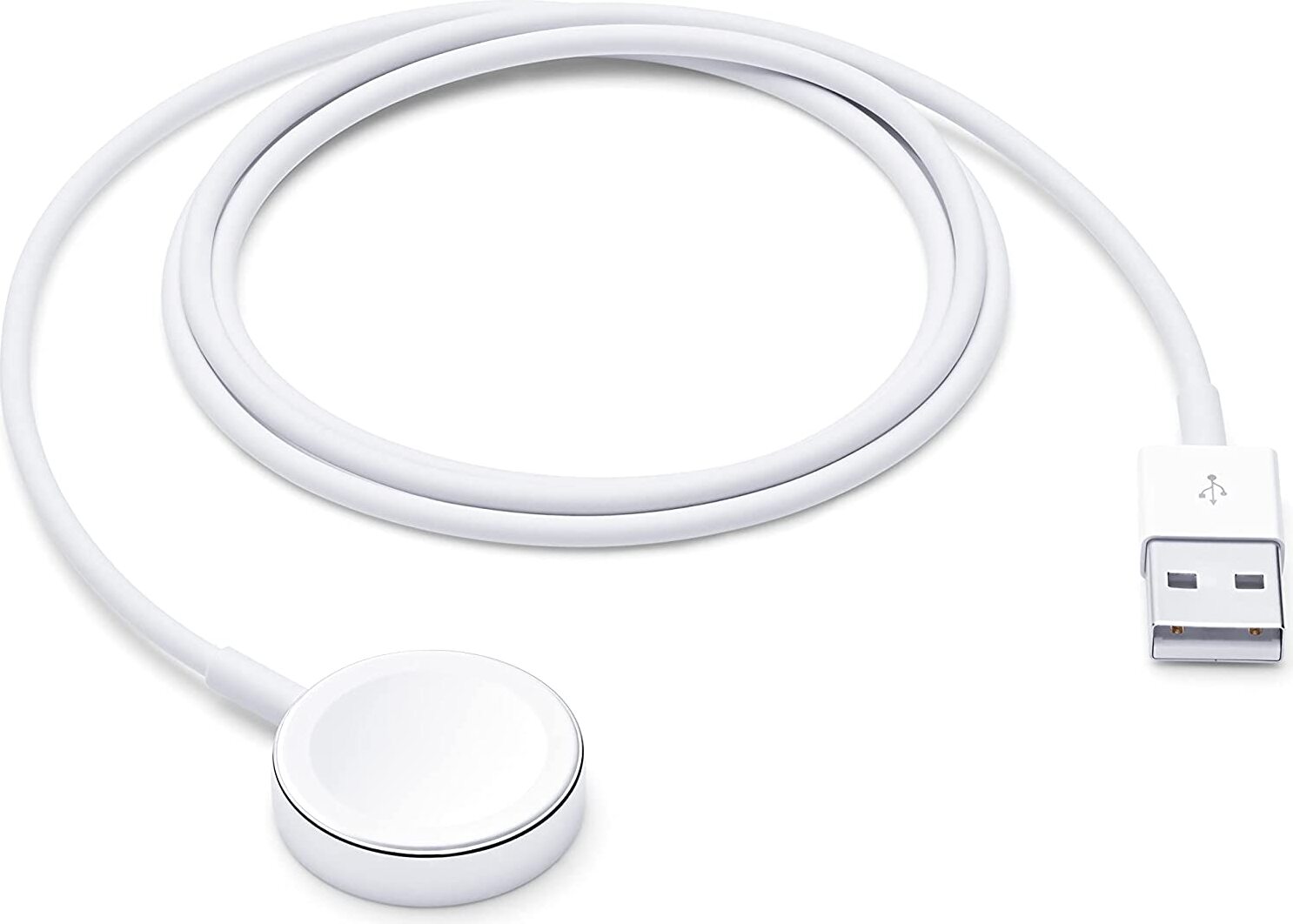 Case2go - Nabíjačka vhodná pre Apple Watch Series 1 / 2 / 3 / 4 / 5 / 6 / 7 / 8 / 9 / 10 / SE / Ultra / Ultra 2 - USB kábel - 1 meter - TPE - biely