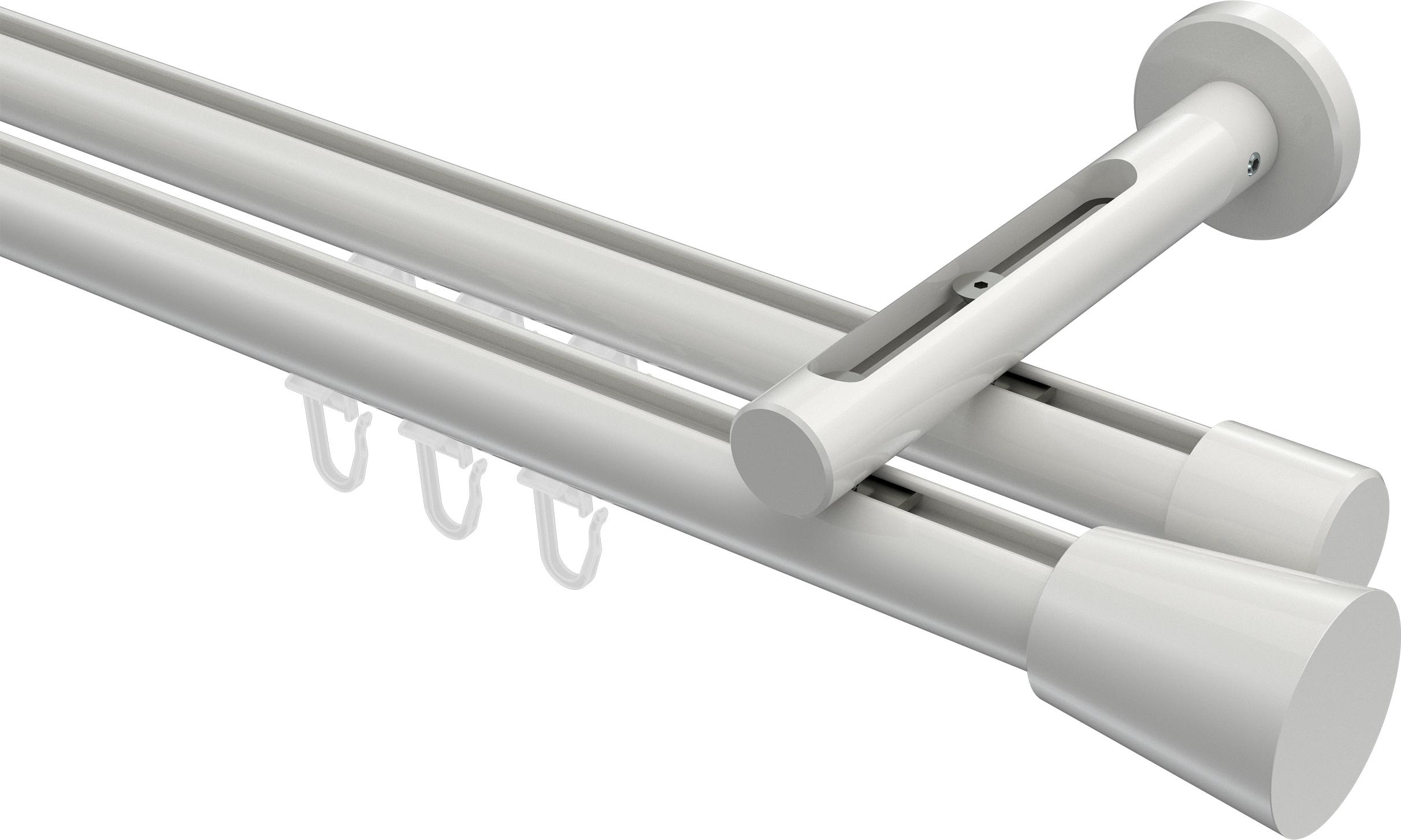 Interdeco Innenlaufstange / Gardinenstange mit Innenlauf Weiß, Typ Siteno Sitra (Konus), 20 mm Ø 2-läufig, 260 cm 10214646-2632Y2_KLA