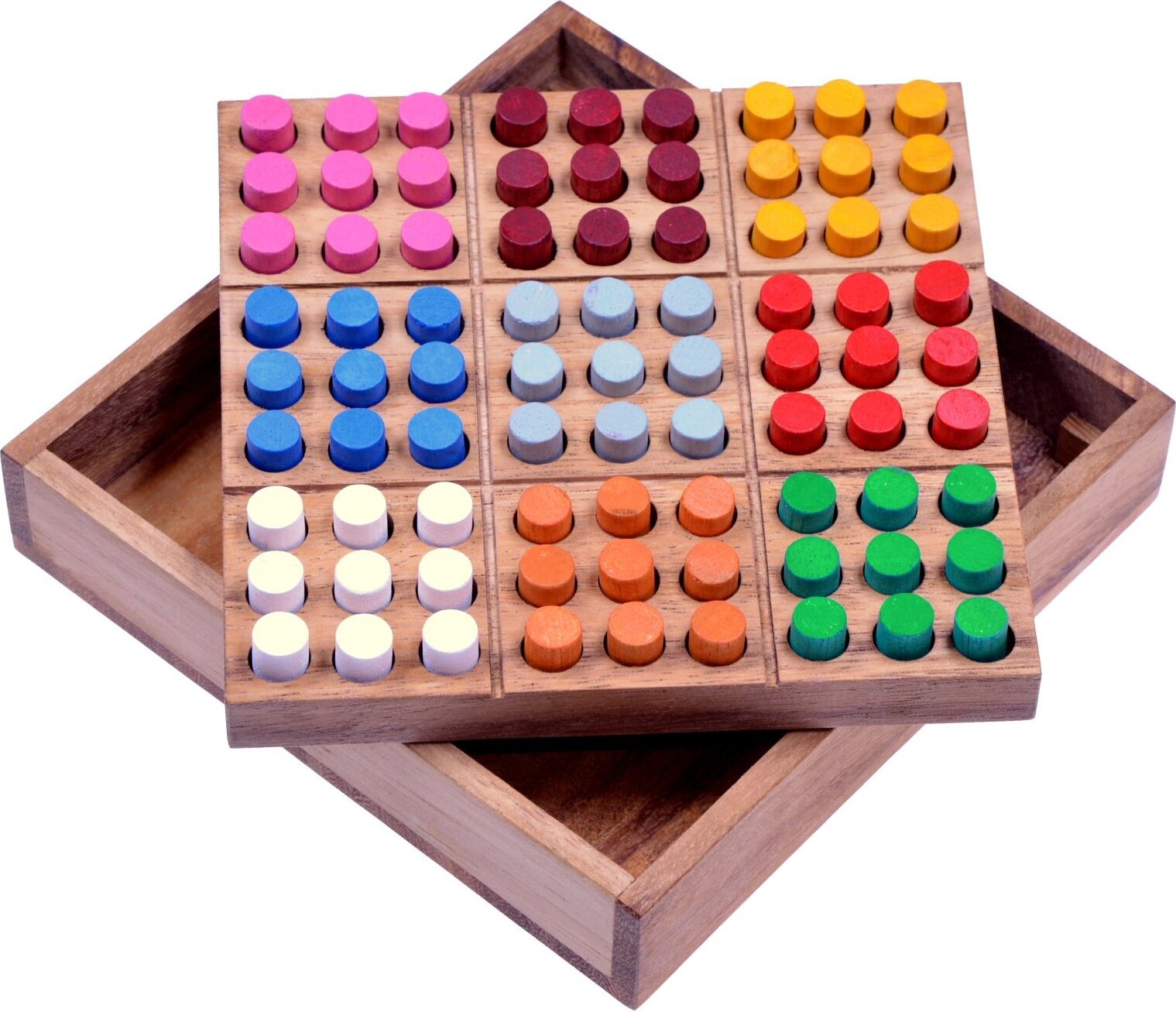 Logoplay Holzspiele Farb-Sudoku – Denkspiel mit bunten Steckern | Sudoku aus Holz, 16 × 16 cm 2049
