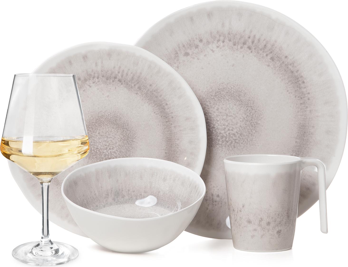 Set Stoviglie Da Campeggio 4 Pezzi In Melamina – 1 Persona – Design Crystal Blue – Infrangibile E Leggero Per Picnic E Camper