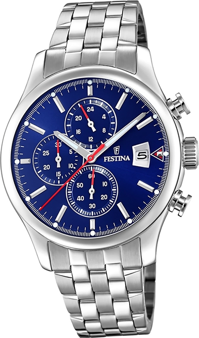 Festina pánske hodinky z nehrdzavejúcej ocele F20374/2 náramkové hodinky Silver Chronograph D2UF20374/2