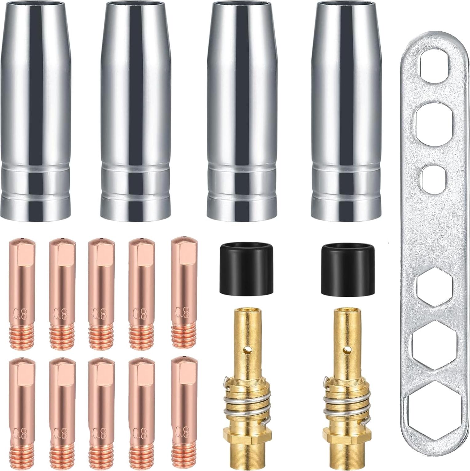 ZREE 19pcs/Set MB 15ak Mig MIG Leitfähiger Düsenschweißfackelkontaktspitze für Binzel-1,0 mm TL6690