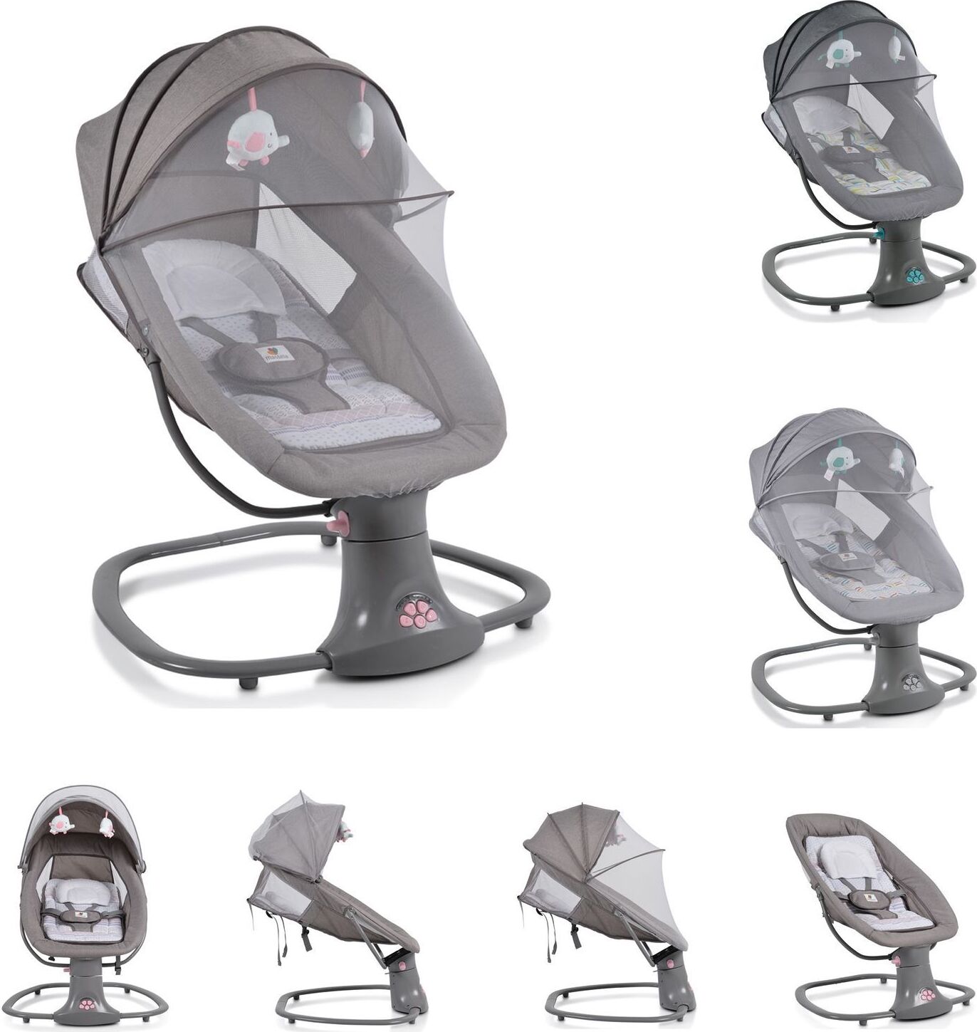 Moni Babywippe Axel 3 in 1 Schaukelfunktion Stubenwagen, Fernbedienung, Melodien pink 108456