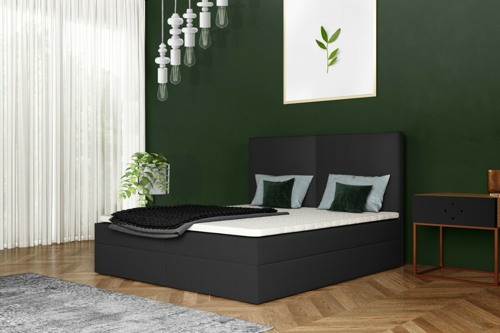 Skriňová posteľ Grekpol Torino 140x200cm s matracom TFK H3 a topperom, čalúnená posteľ s podnožou Tkanina: ekokoža Madryt 9100