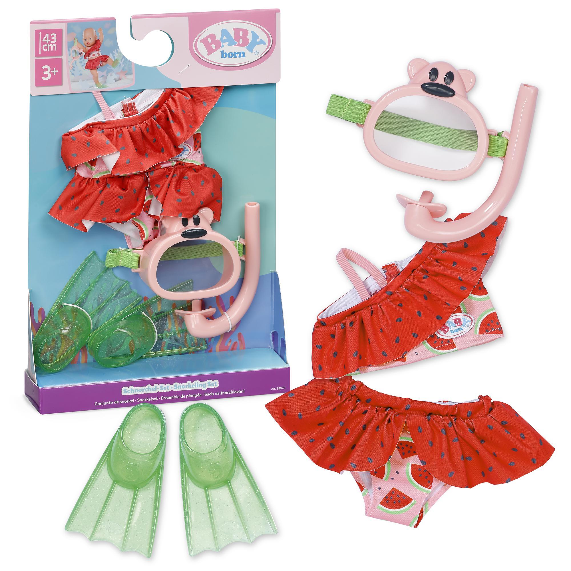 BABY born Schnorchel-Set mit Bikini, Taucherbrille & Flossen für 43 cm Puppen