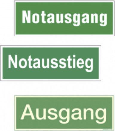 MBS FIRE Fluchtweg Notausgang Schild PVC langnachleuchtend - ASR A1.3 ISO7010 Schild Eigenschaften - Text "Notausgang"