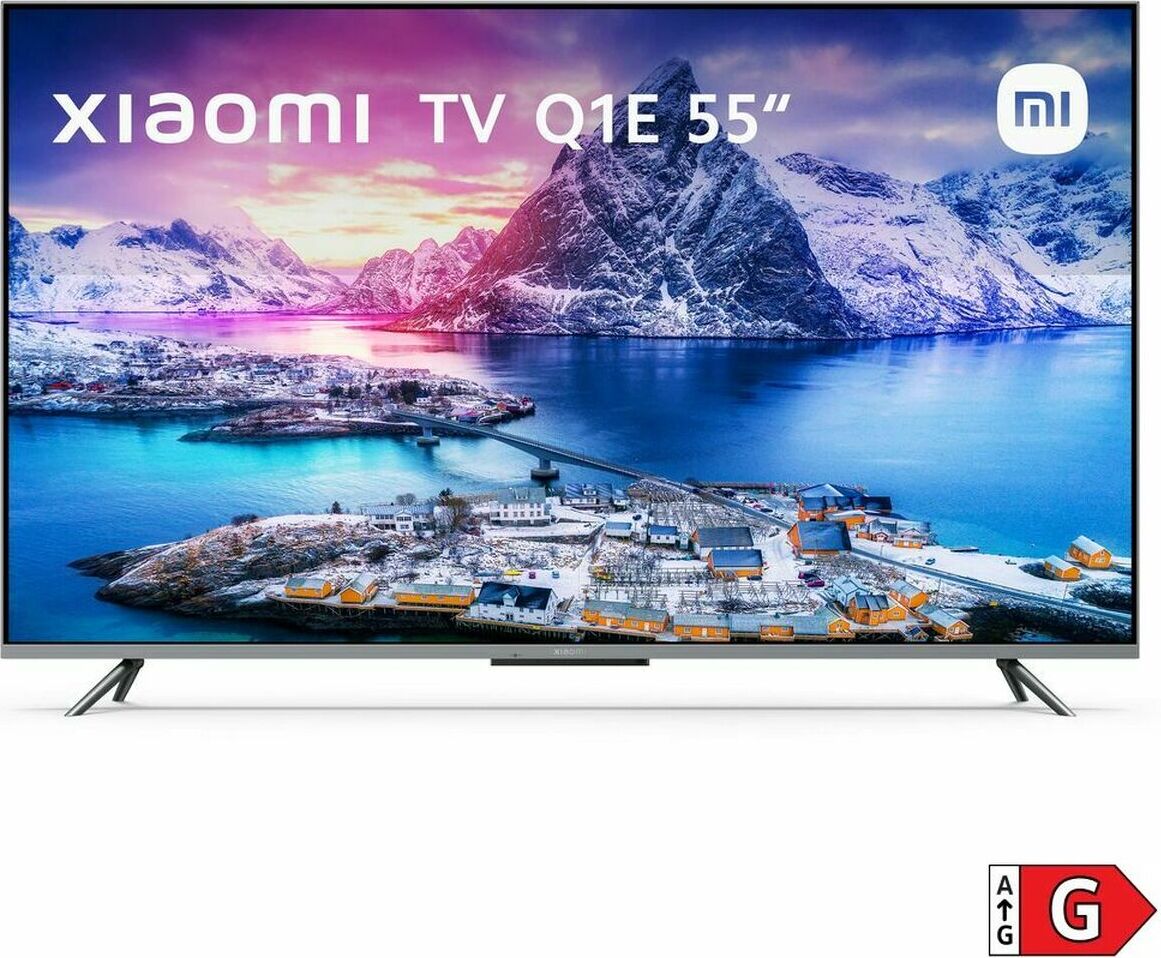 Xiaomi QLED Smart TV Q1E 55 Zoll (Rozmerný, kovový dizajn, UHD,Dolby vision, HDR 10+, Android 10.0, Netflix, Chromecast eingebaut und compatible mit Alexa, bluetooth, HDMI 2.1, USB) [Modell 2021].