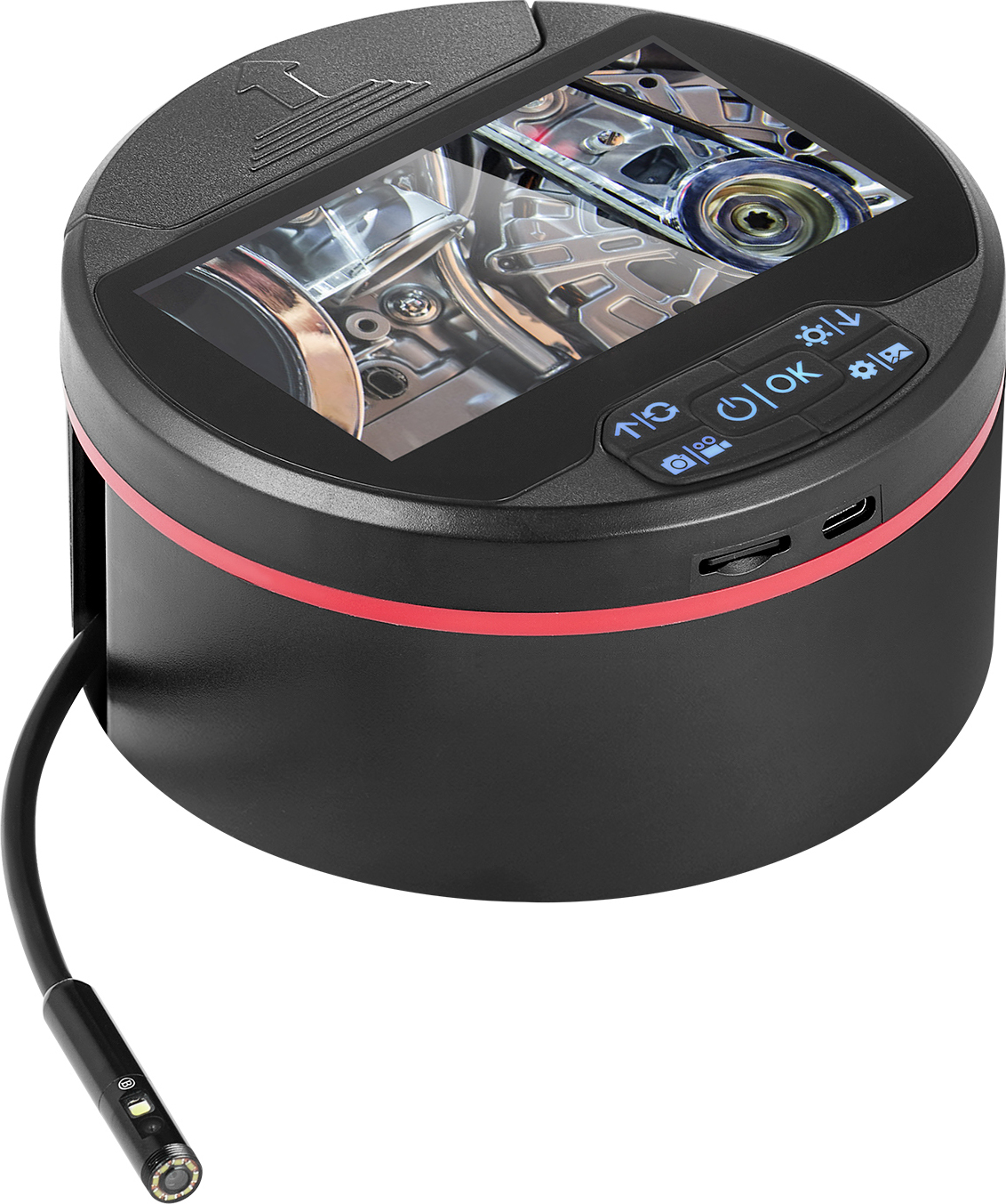 SucceBuy Borescope endoskopická kamera s trojitým objektívom a svetlom, 4,3-palcová IPS obrazovka, 8 + 2 svetlá, 16,4 metrový kábel, 32 GB karta, IP67 vodotesná pre automobilový priemysel, inštalatérstvo