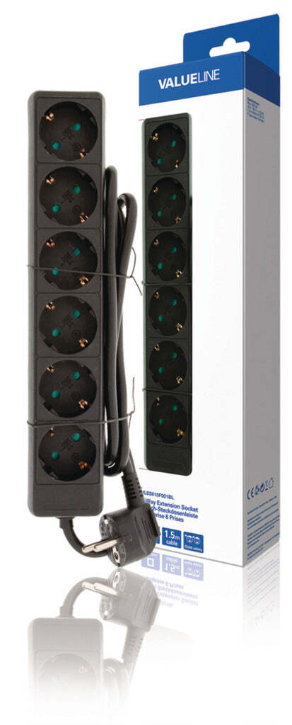 Valueline vles615f001bl Steckdose 6-fach 1,50 m schwarz