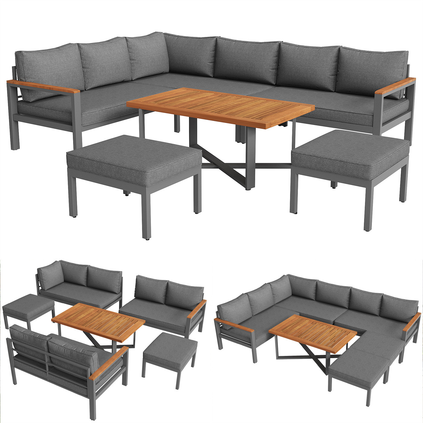 Gartenlounge-Set für 7-8 Personen,Gartenmöbel,Gartenmöbel Set,wetterfest Sitzgruppe Essgruppe,Gartengarnitur,Gartenmöbelset mit Gestell