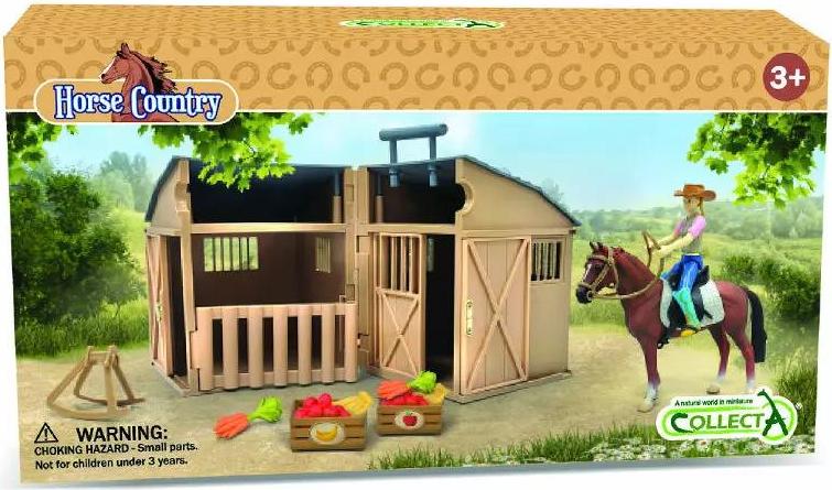 Collecta 84246 Stall mit Pferd Reiterin und Zubehör Pferdezubehör Neuheit 2024