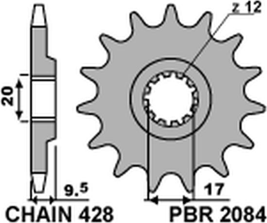 Vorderritzel PBR 2084 14T für KTM SX 85 '04-'18 - Kompatibel mit Kette 428