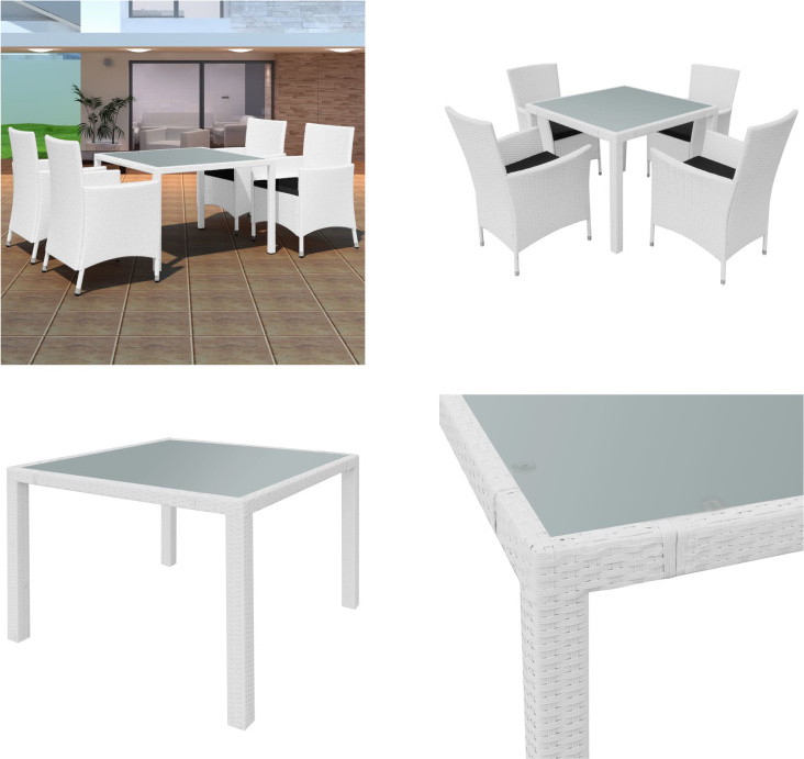 vidaXL 5 ks záhradný jedálenský set poly ratan krémovo biely - Set záhradného nábytku - Sety záhradného nábytku - Záhradný stôl a stoličky - Záhradné stoly a stoličky