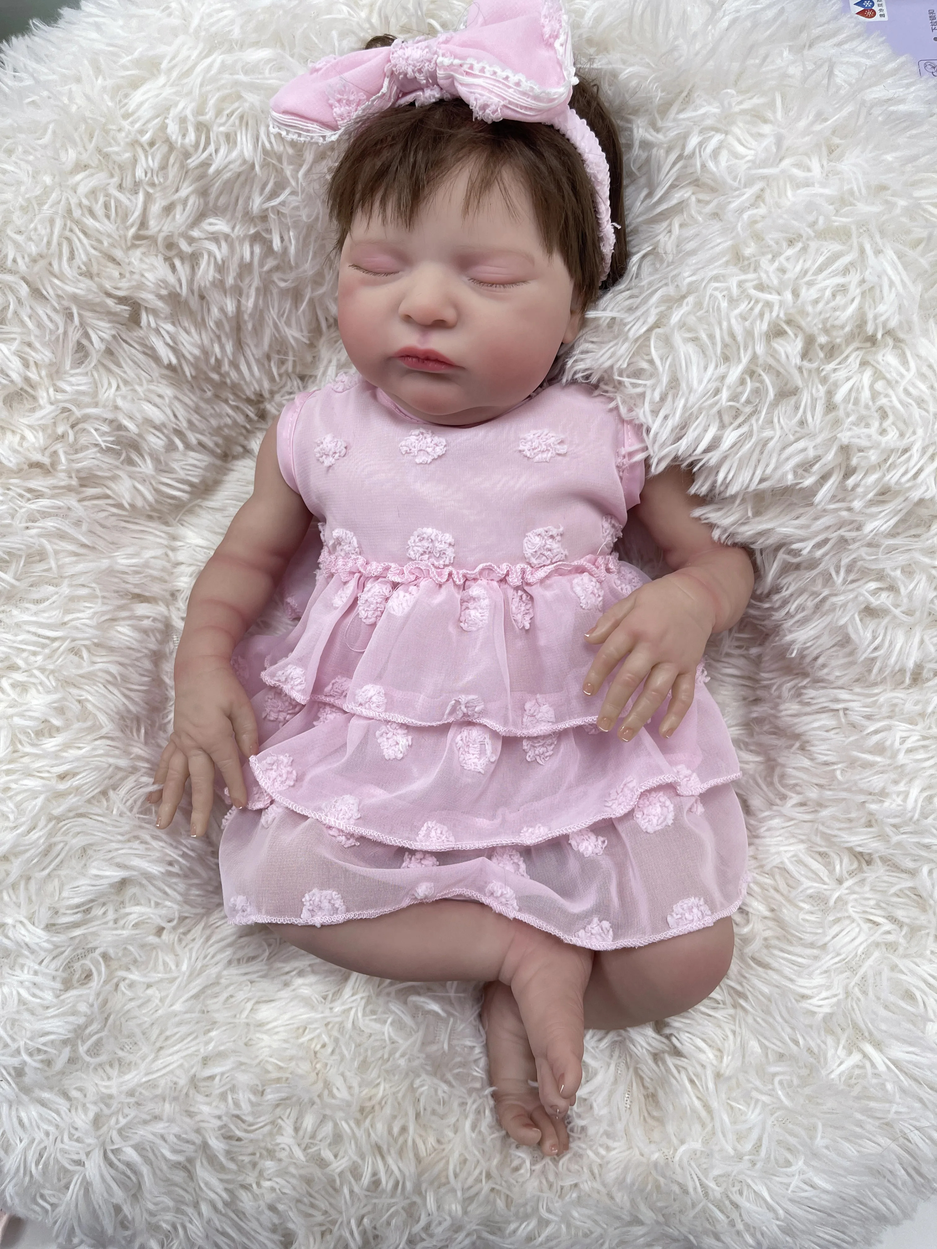 mc star 48 cm Neugeborenen-Körper aus weichem Stoff, bereits fertig bemalt, schlafende wiedergeborene Babypuppe, 3D-Haut mit sichtbaren Adern, Handwurzelhaar