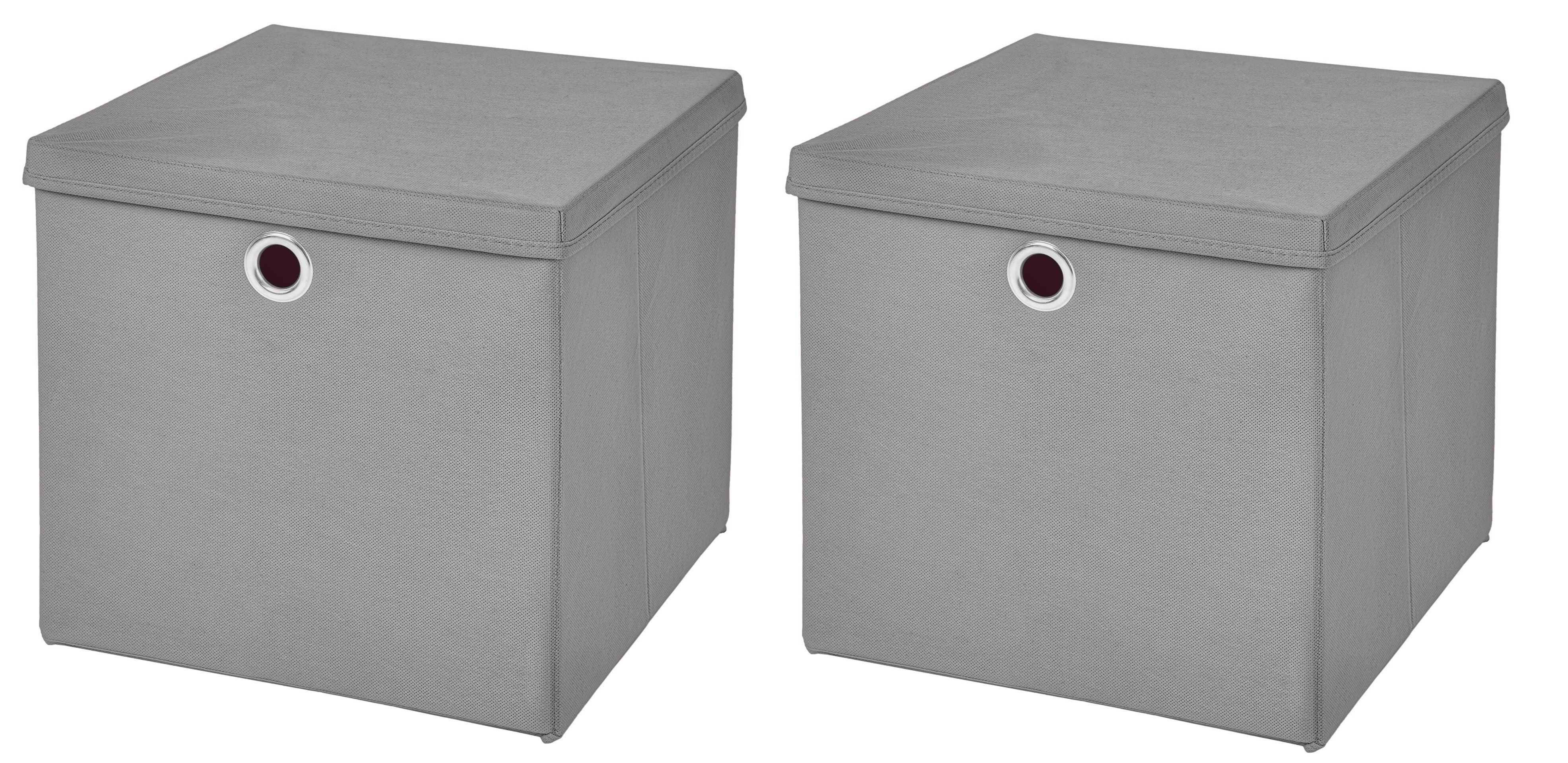 2 Stück Hellgrau Faltbox 28 x 28 x 28 cm Aufbewahrungsbox faltbar