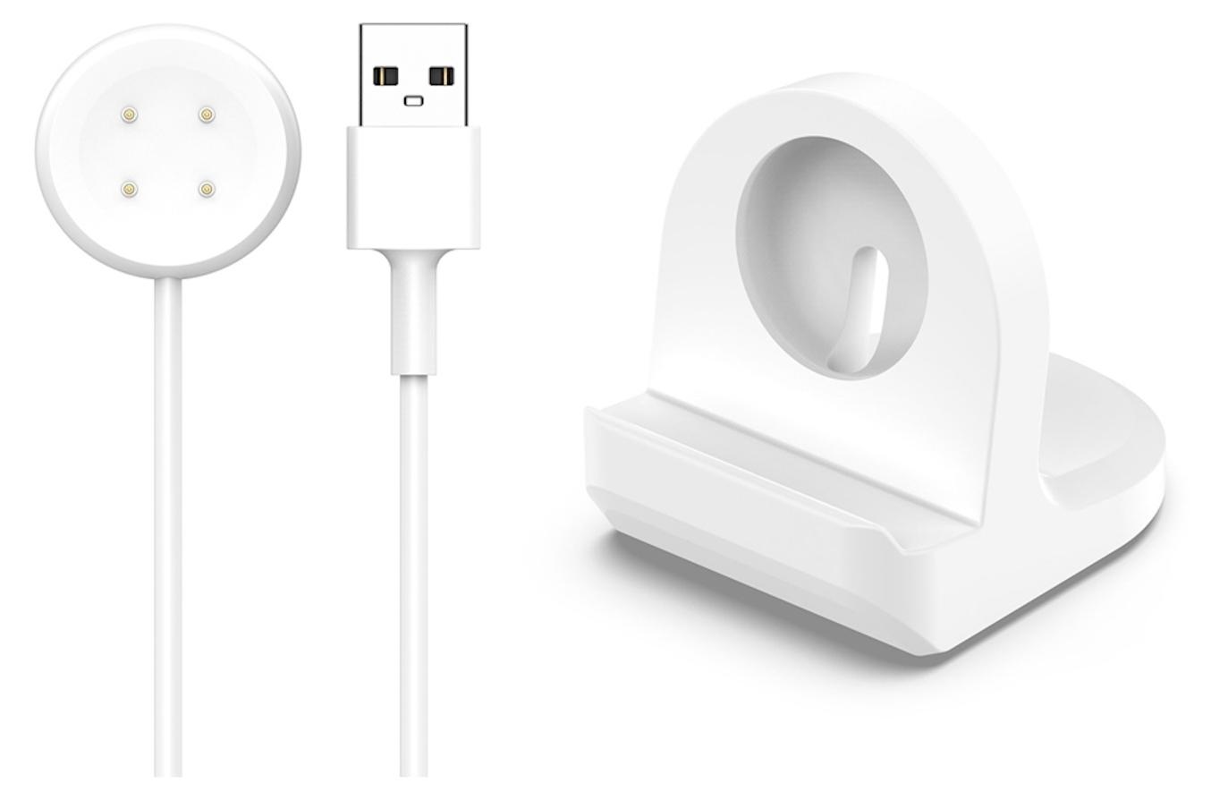 Nabíjací kábel pre inteligentné hodinky Fitbit Ace LTE zo silikónu s USB konektorom, dĺžka 1 meter, biela farba