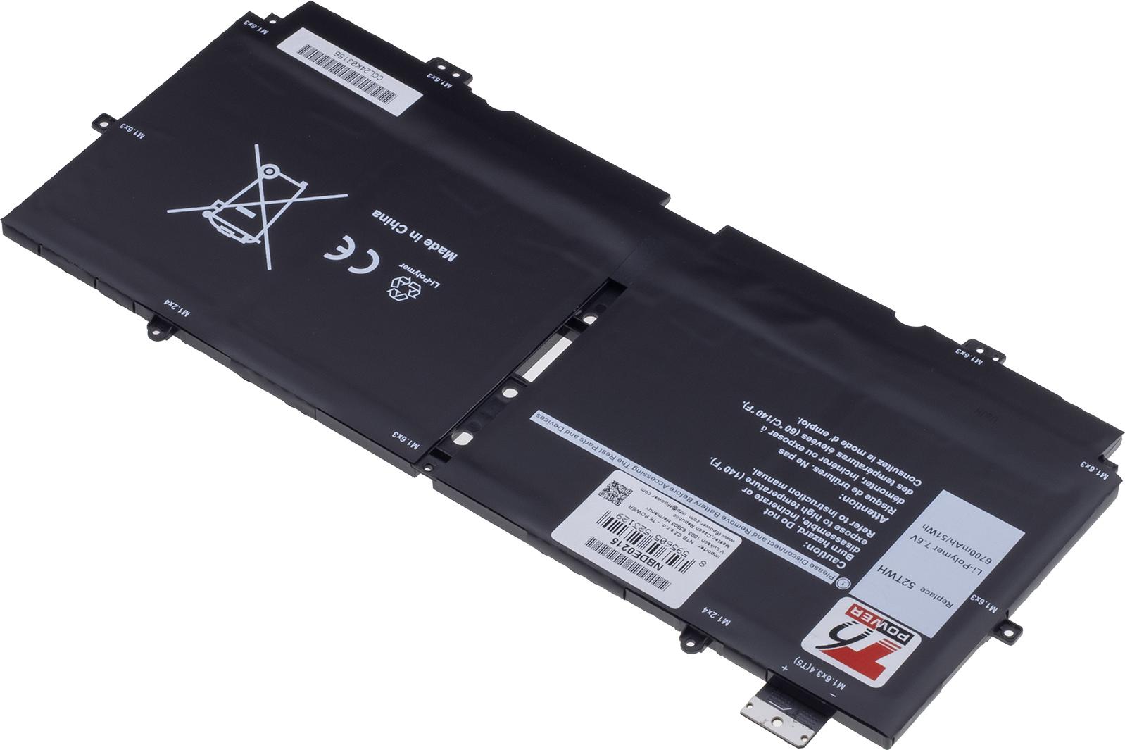 Batéria T6 Power Dell XPS 13 7390 2v1, 6710mAh, 51Wh, 4 články, Li-pol