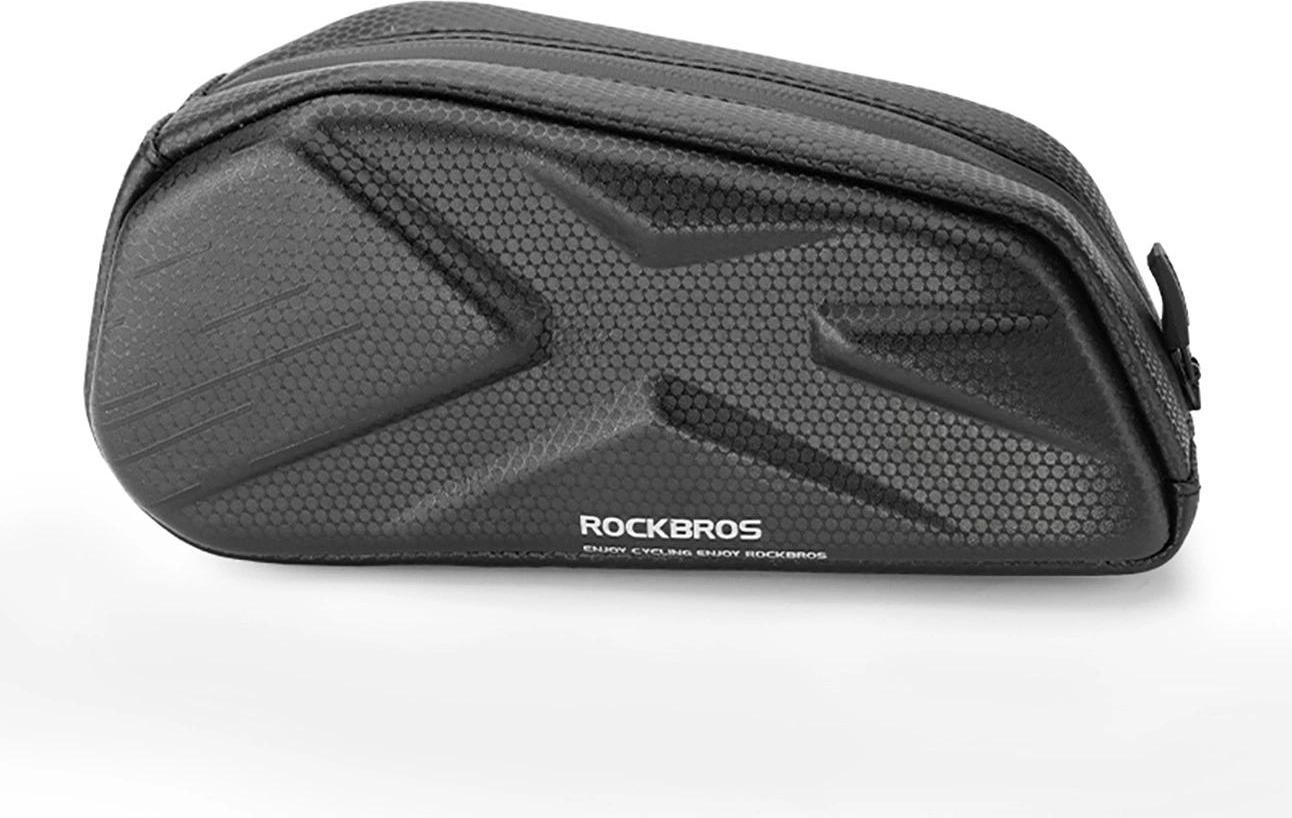 Sacoche Cadre VTT ROCKBROS 1,1L/1,5L – Coque Rigide PU+EVA, Imperméable, Forme Courbe, Noir