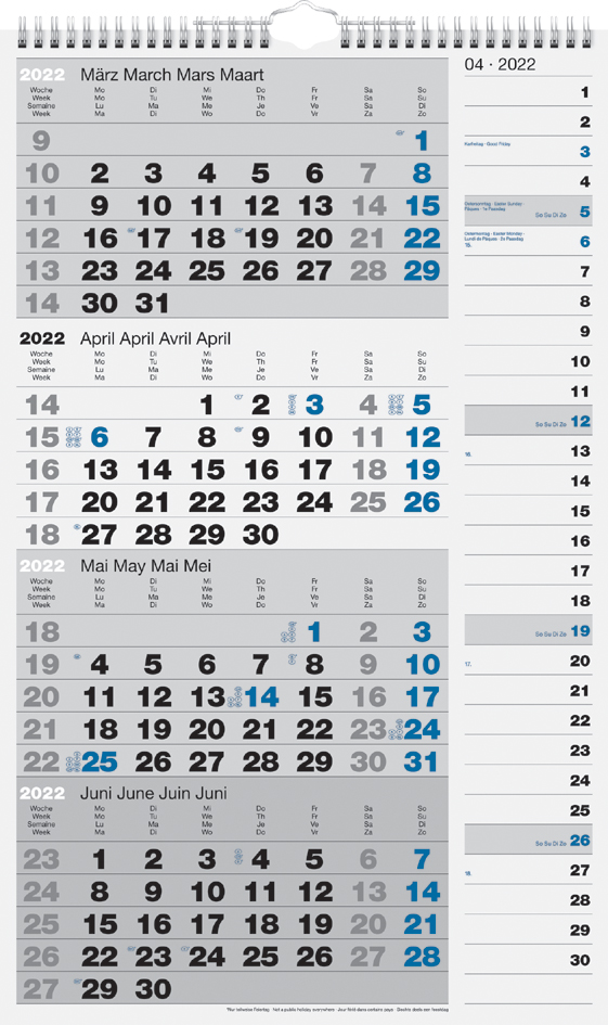 Glocken 4-Monatskalender 2019 Viermonatskalender 30 x 60 cm UWS