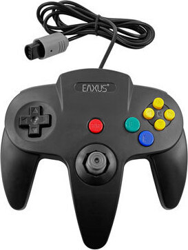 Controller für Nin 64 / N64 schwarz, Retro Look Gamepad, Eaxus 14205