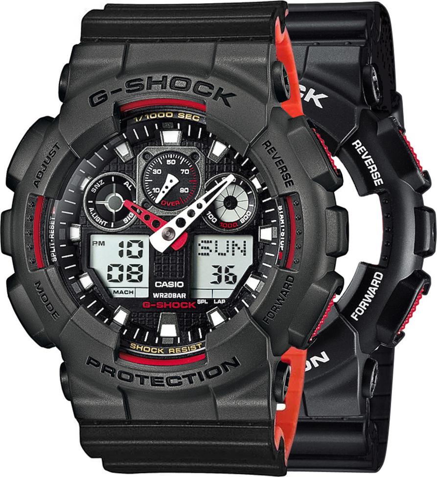 Zegarek Casio G-Shock SET GA-100-1A4ER + BEZEL 10467795 + PASEK 10577142 20BAR