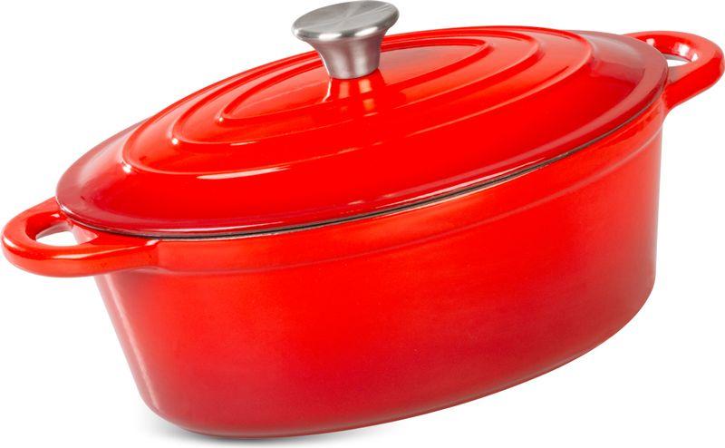 Backform MagicHome Castora line, oval, Kasserolle, 30 cm, 4,4 Liter mit Deckel, emailliertes Gusseisen