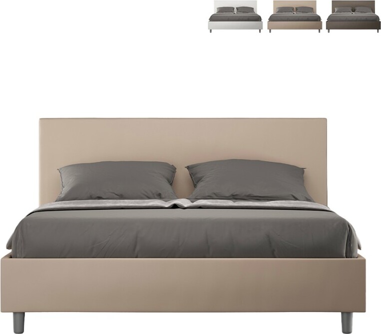 Posteľ z umelej kože Adele dove grey s čalúneným dnom 160x190