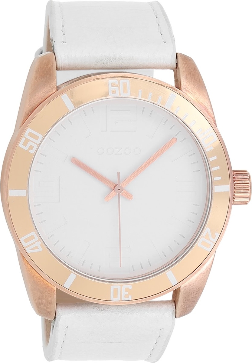 Oozoo náramkové hodinky z bielej kože Vintage série dámske analógové Quartz hodinky UOC5740A
