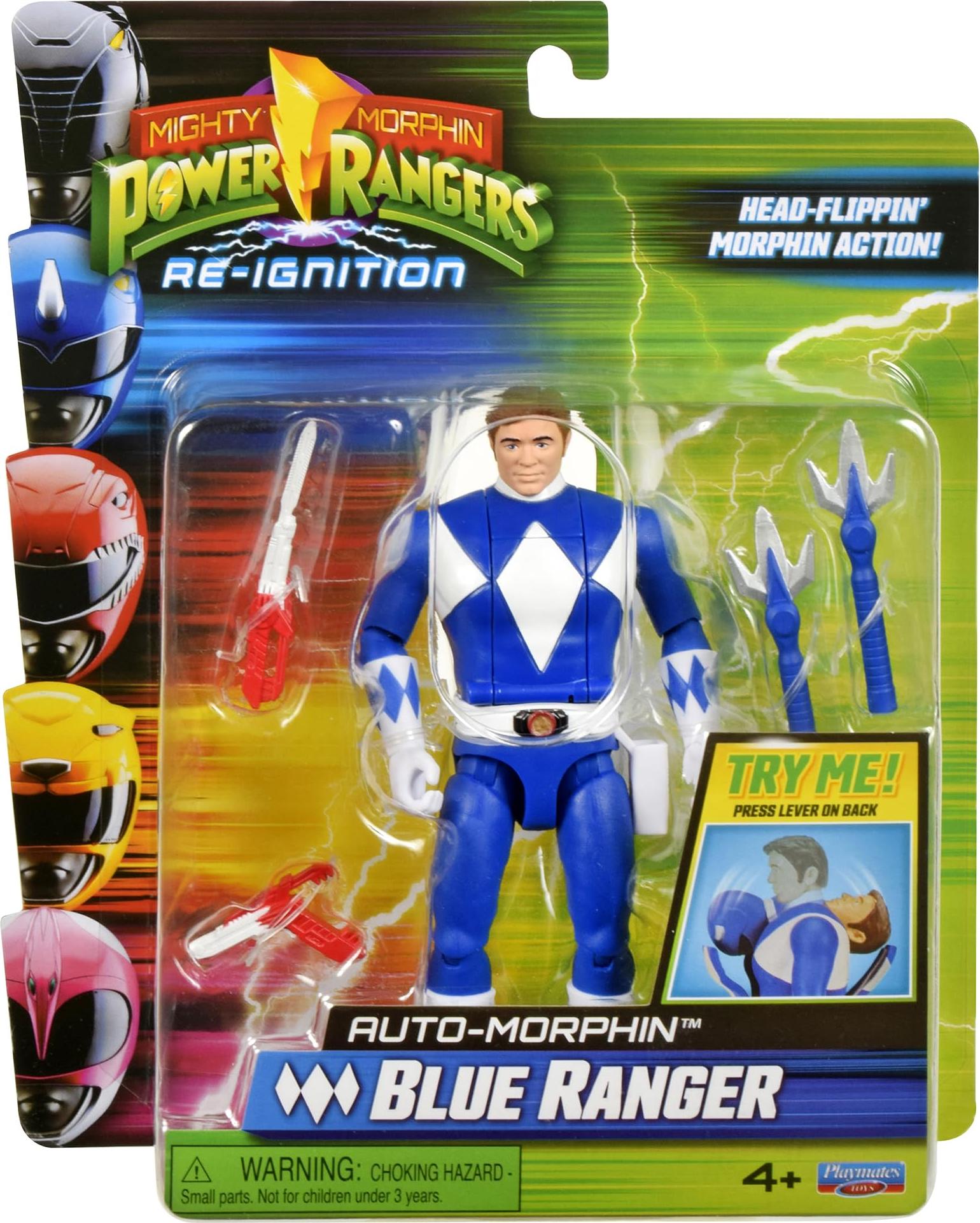 Playmates Mighty Morphin Power Rangers BLUE RANGER Auto-Morphin Action Figur 40148