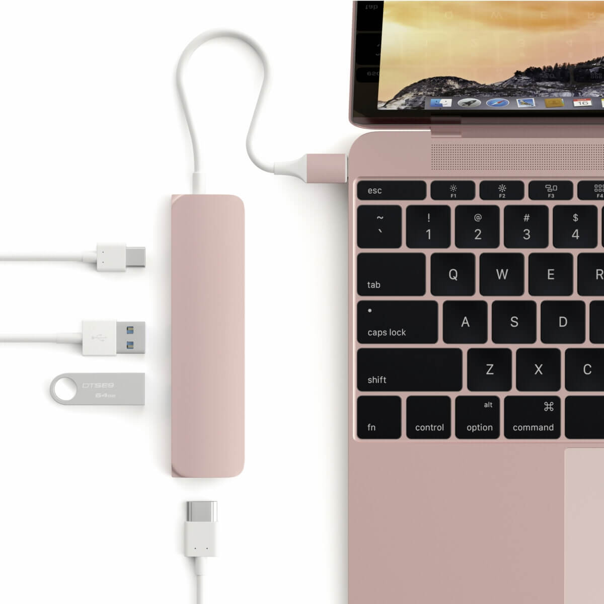 Viacportový rozbočovač USB-C Satechi Rosé Gold