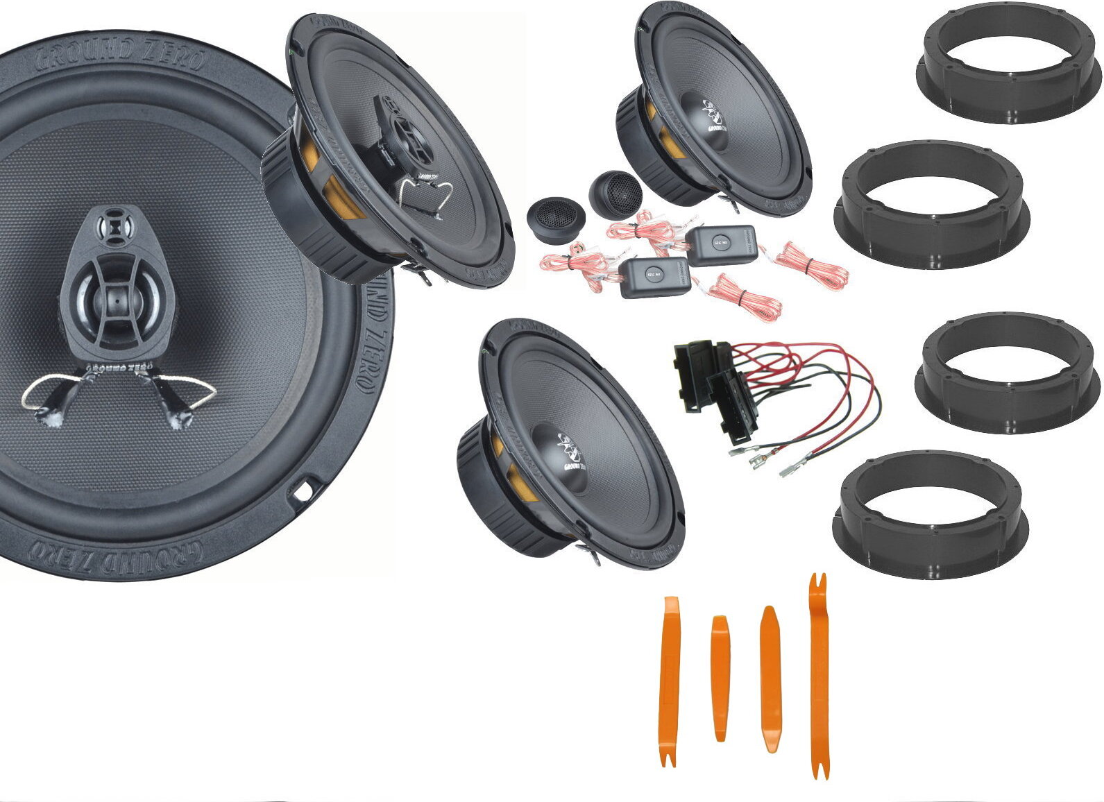 DSX Ground Zero Set für VW Jetta 4 BJ 11-16 Tür Vorn Hinten 540 W Bügel gzjetta4komkoab