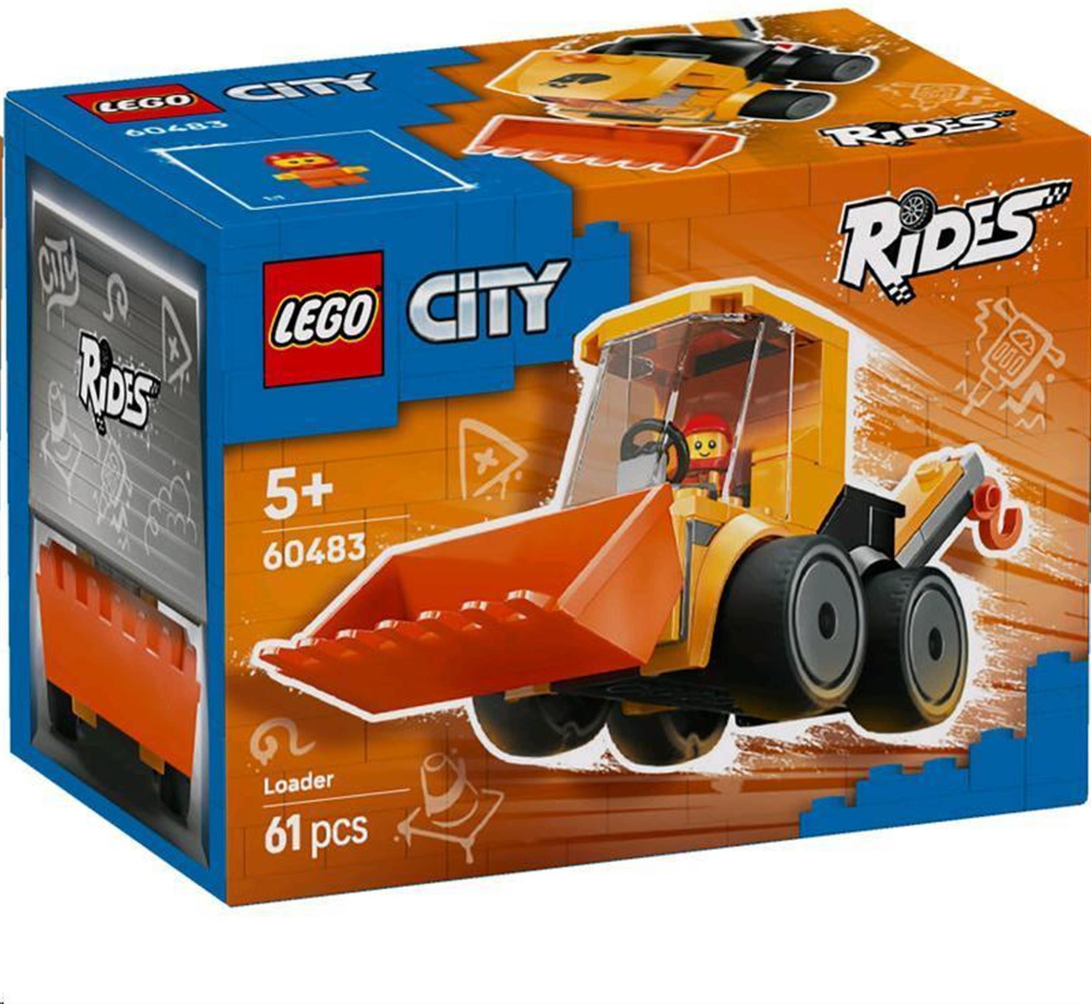 LEGO City Autíčka – Stavebný nakladač, Stavebnica, 5 rok / roky, Plast, 61 kusov, 115 g