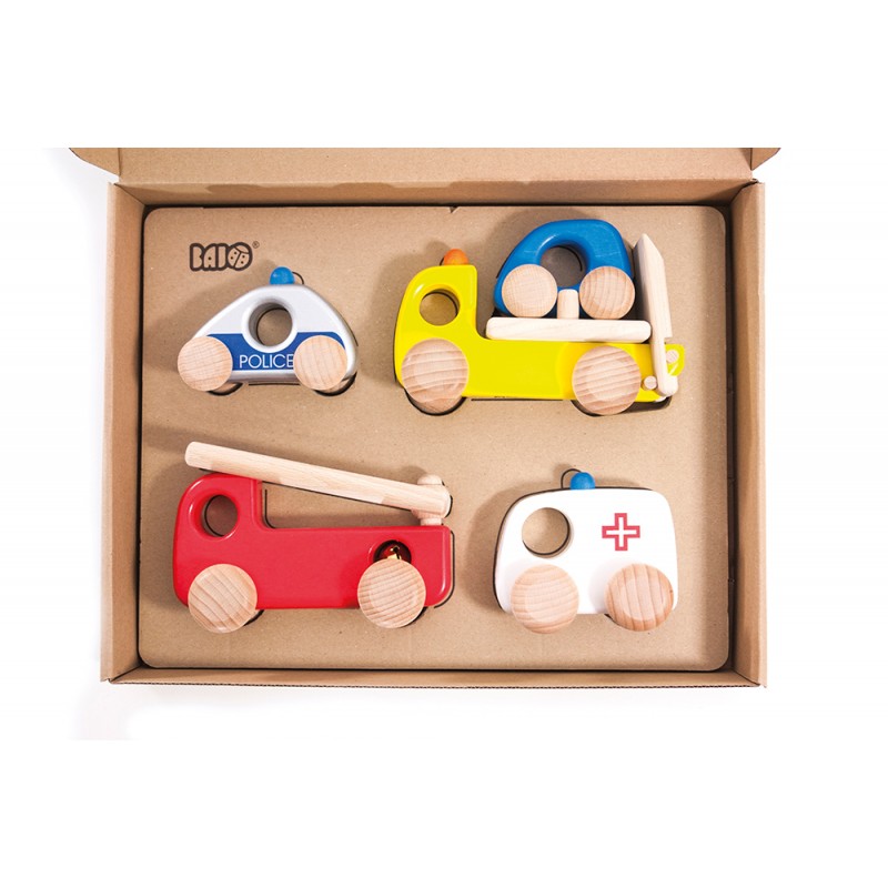 Motorikspielzeug 'Emergency vehicles', Set 4-TLG. BAJO Material: Holz, Farbe: Bunt 41110Z