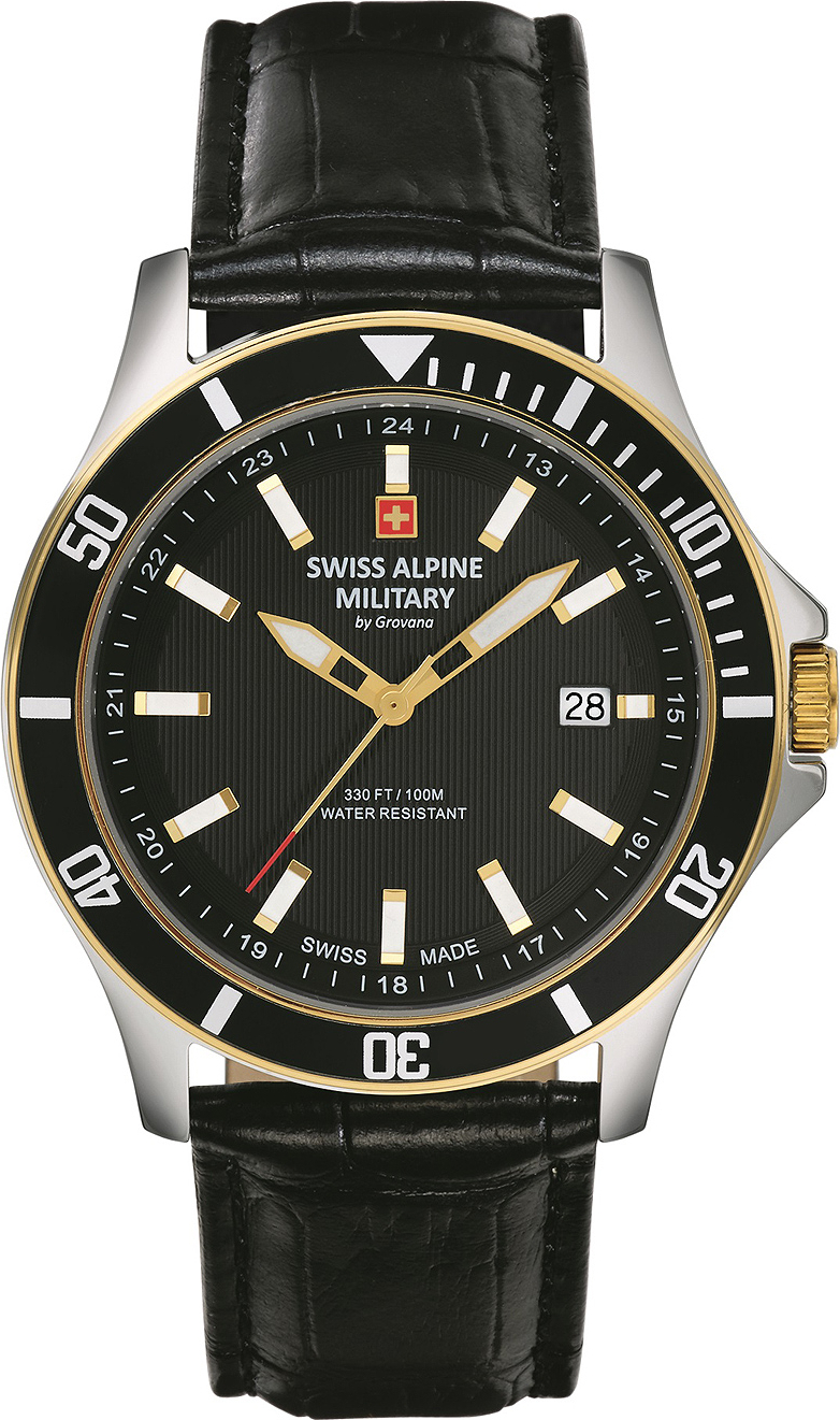 Swiss Alpine Military Herren Armbanduhr 42 mm Armband Leder 7022.1547